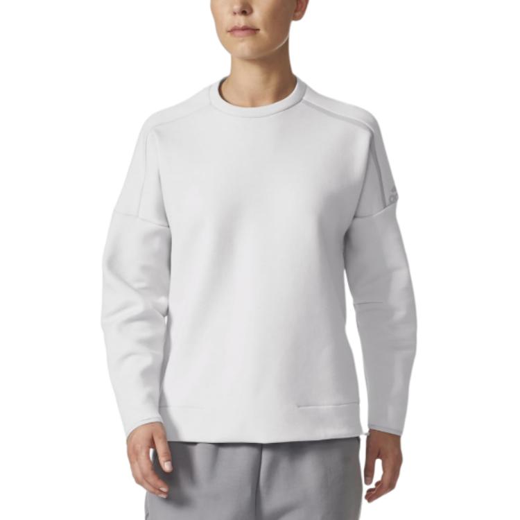 Adidas Z.N.E. Crew Neck Fashion Versatile Pullover Sweatshirt Women Sweatshirt White BR1936