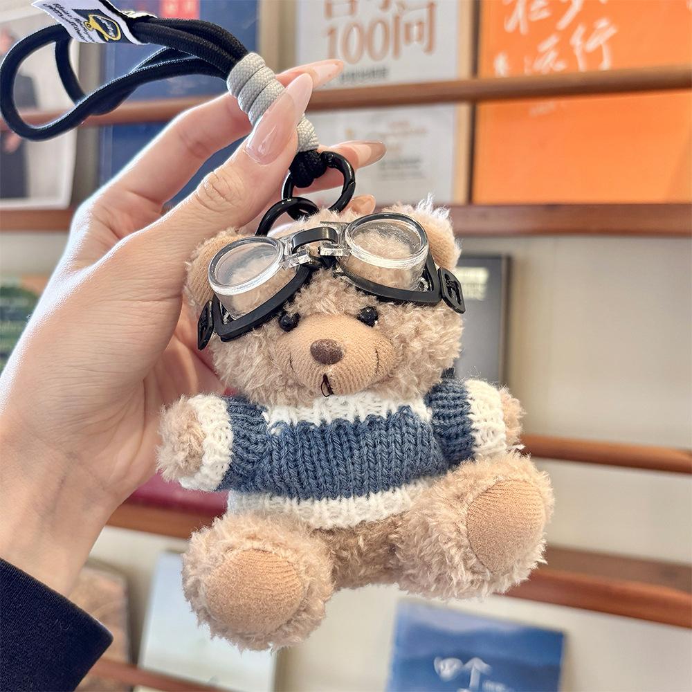 Cute Bear Doll Sweater Bear Keychain Bag Pendant Creative Plush Doll Couple Girlfriend Gift Pendant