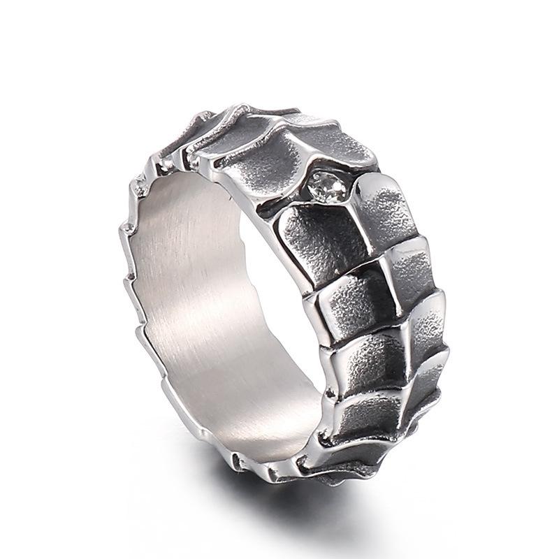 Yin Taifei Thai Silver Retro Dragon Ring with Rhinestones