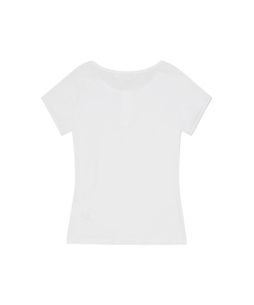 ROCKCAKE Raglan Henly Neck Top - White