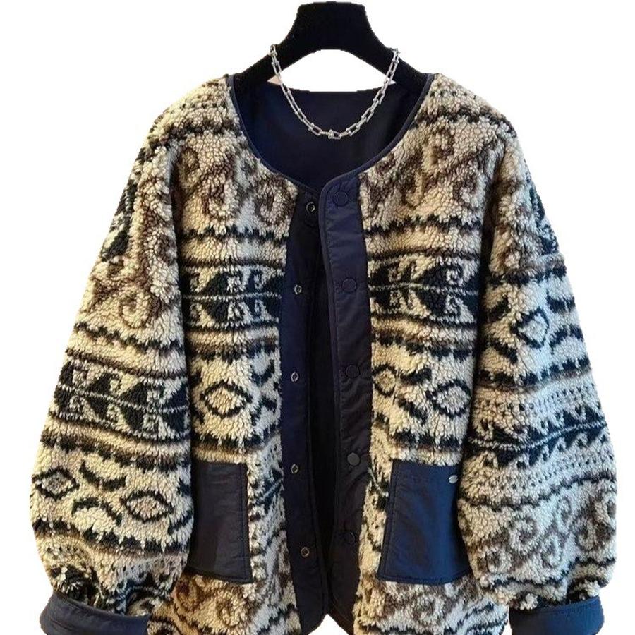 Trendy Double Fleece Coat Autumn Winter New Fashion Vintage Warm Cotton Jacket
