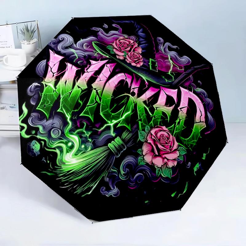 Wicked Witch Design 8-Frame for Travel, camping, Casual Lightweight Portable Umbrella, Essential for every family Holidays Birthday Gift