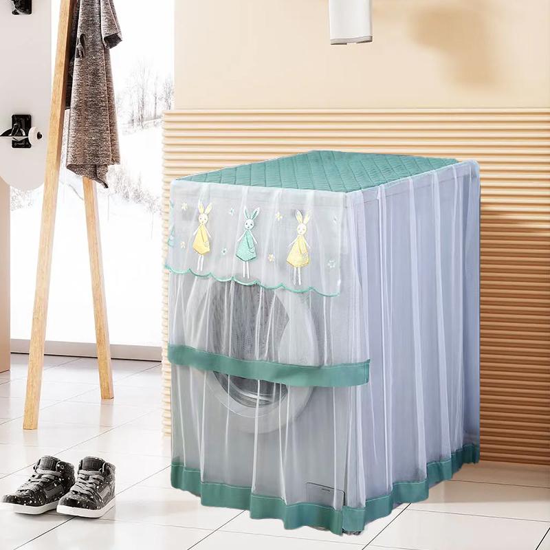 1PC Polyester Universal Dust Cover Embroidery Washing Machine Cover Home Supplies Drum Type Washing Machine Transparent