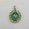Sace Gems Anhänger für Damen, 925er Sterlingsilber, natürlicher Schweizer Blautopas und Peridot, Halskette, edler Schmuck, Geschenke