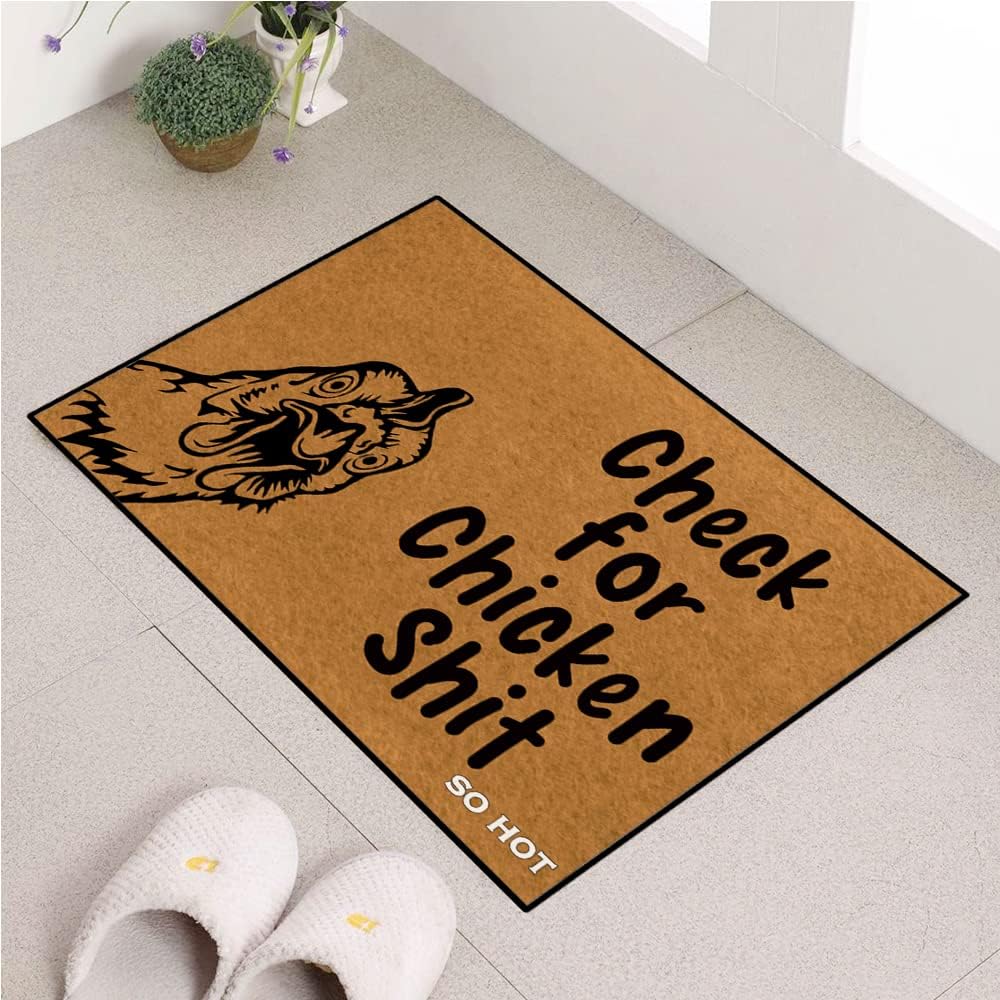 Check for Chicken Shit Funny Door mat Custom Indoor Home and Office Decorative Entry Rug Garden/Kitchen/Bedroom Mat Non-Slip Rubber 18x30 Inch