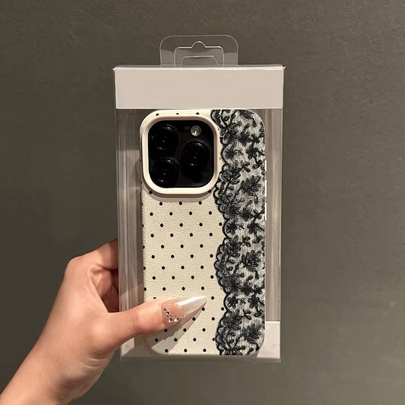 Polka Dot Floral Lace Pattern Phone Case For iPhone 17 Pro Max 16 15 14 13 12 11 XS Max X XR 15 14 Plus 17 Air Soft Back Cover