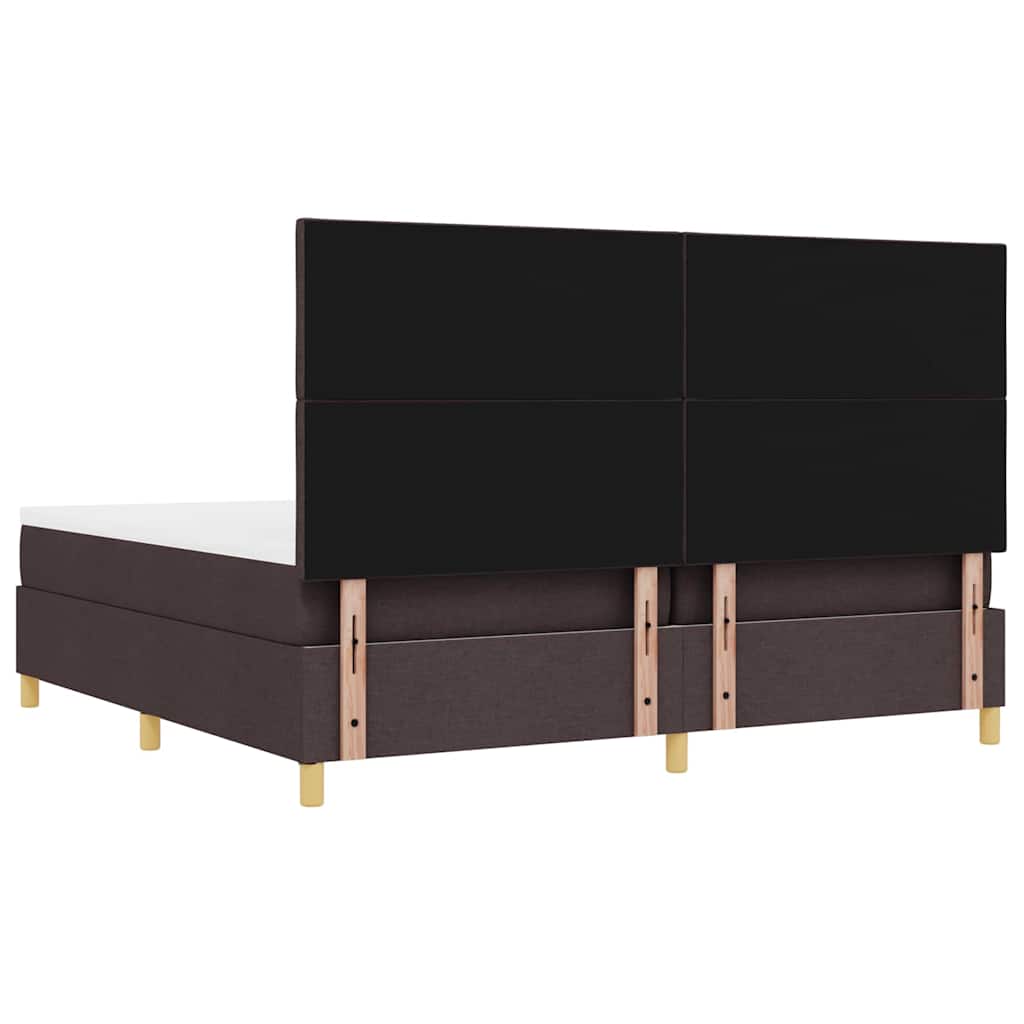 Box Spring Bed with Mattress Dark Brown 200 x 200 cm Fabric
