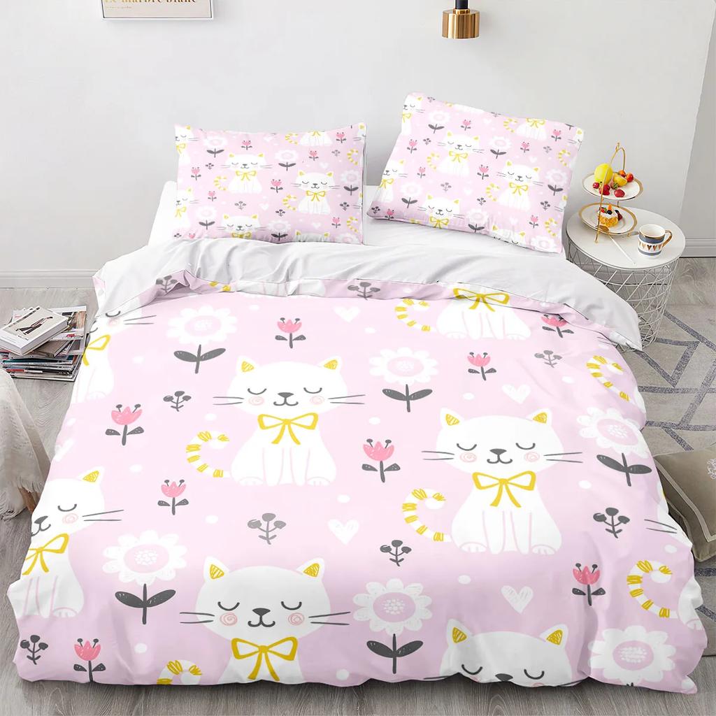 Cartoon Animal Cat Duvet Cover 3D Large Print Double Size Quilt Cover Bedding Set Single Set