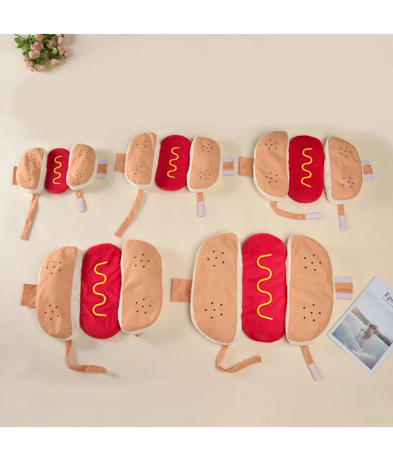 Halloween Hundekleidung Lustiges Hotdog-förmiges Haustierkostüm für kleine Hunde Katzen Verstellbares Welpen-Verkleidungs-Dackel Mops Partyanzug