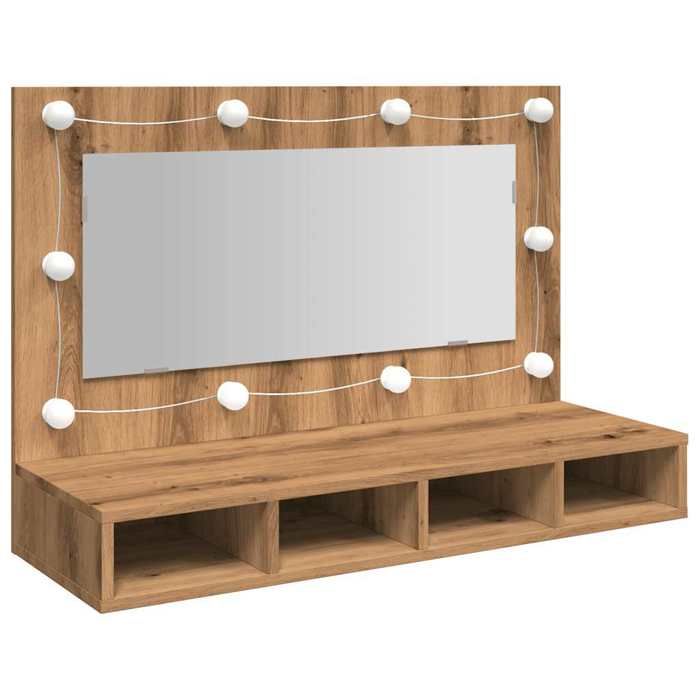 VidaXL Mirror Cabinet with LED Artisan Oak 90x31.5x62 Cm, LED Mirror Cabinet, Wall Cabinet, Mirror of 857006