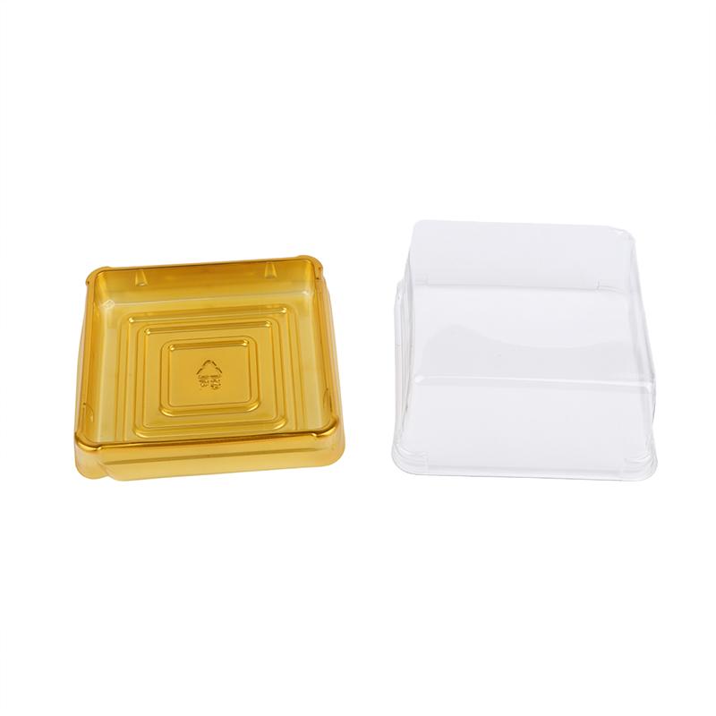 50 Piezas Caja de Postre Hojaldre de Yema de Huevo Transparente Dorada Cuadrada Plástico Cajas de Embalaje para Pastel de Luna Contenedor de Pastel de Luna Horneado Embalaje de Alimentos