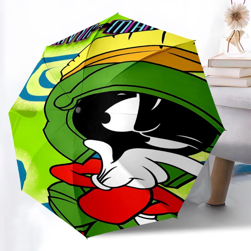 Marvin the Martian1 Print Automatic Umbrella, 8 Rib Iron Frame, Plastic Handle, Suitable for Outdoor Travel &Daily , Ideal Gift