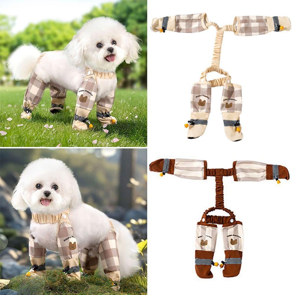 Adjustable Dog Four-Legged Pants Reflective Stripe Dog Jumpsuit Shoes Rainy Snowy