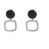 S925 Sterling Silver French Black Diamond-Shaped Stud Earrings - Retro Hong Kong Style, Elegant & Luxurious