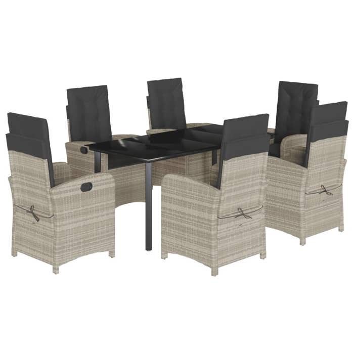 VidaXL Garden Dining Set with Cushions 7 Pcs, Table and Chairs with Adjustable Backrest, Outdoor Furniture, 3212858