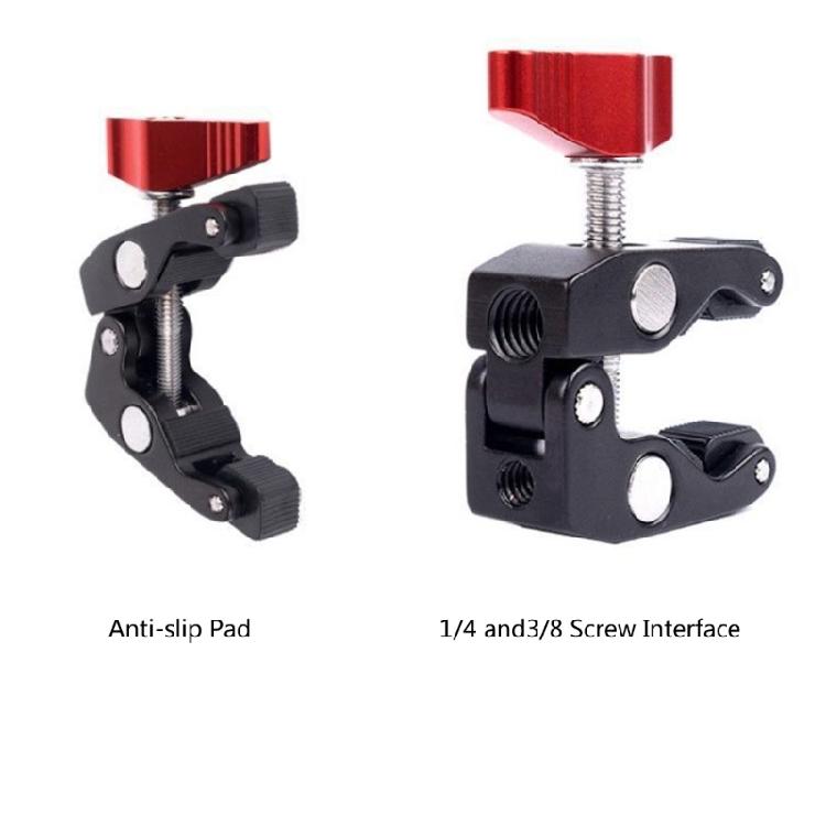 High Strength Aluminum Camera Clamp Mount 2kg Load Capacity Flexible Positioning 1/4 Connection For Sports Cameras