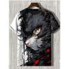 Summer Round Neck 3D Warrior Cat Printed Top Fashionable Casual Short Sleeved Men's T-shirts