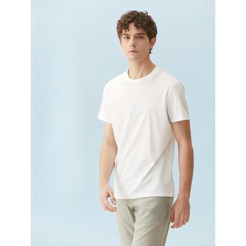 European Size Mens White Graphic Print T-Shirt | Short Sleeve, Crew Neck, Casual Daily Wear, Street Style, Tee with Russian Text Design,All-Season Fit