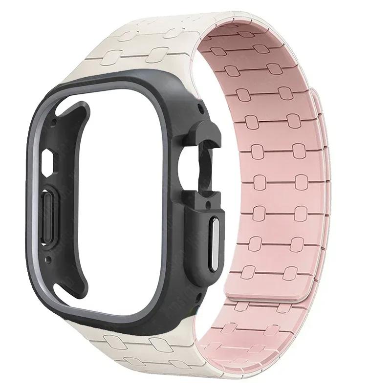 TPU Case+Silicone Strap for Apple Watch Band Ultra 2 49mm 45mm 44mm 41mm Protective Case Bracelet for Iwatch Series 9 8 7 6 5 4