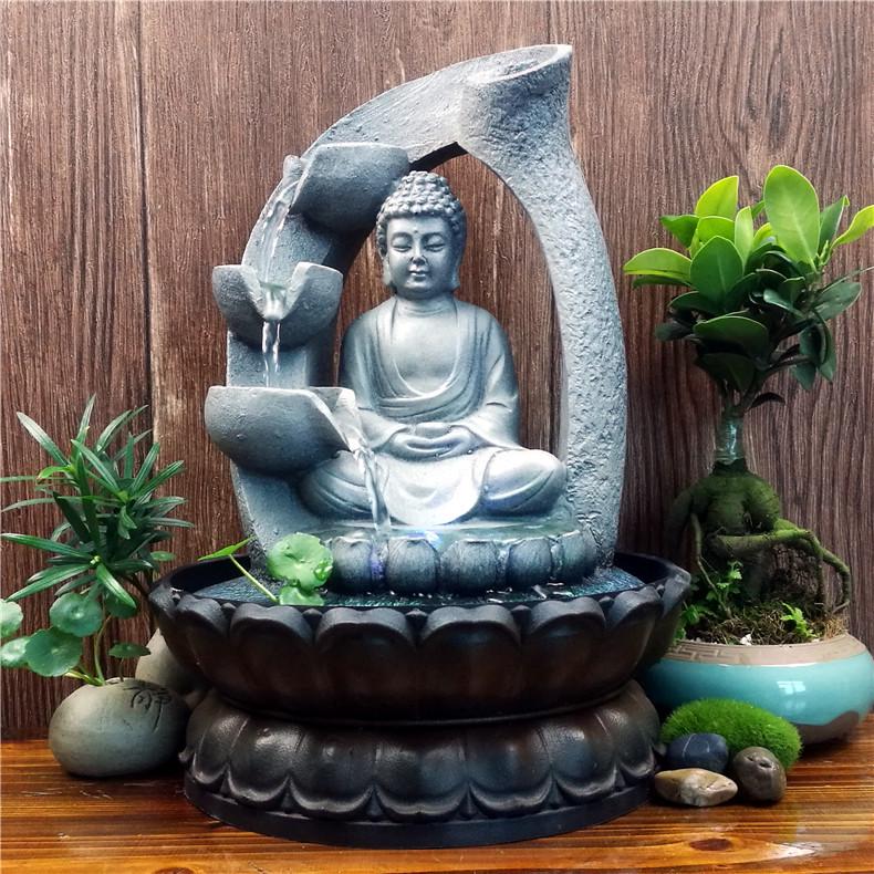 Southeast Asian Creative Buddha Statue Resin Water Feature Ornament US Plug 110V