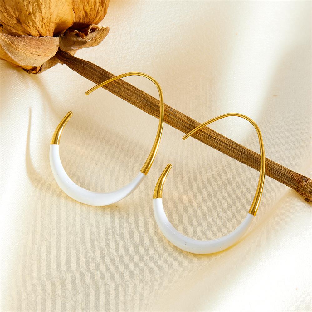 Серьги-крючки с большим кругом Серьги из нержавеющей стали Золотые простые серьги-кольца Круглые нишевые Премиальные серьги Премиум