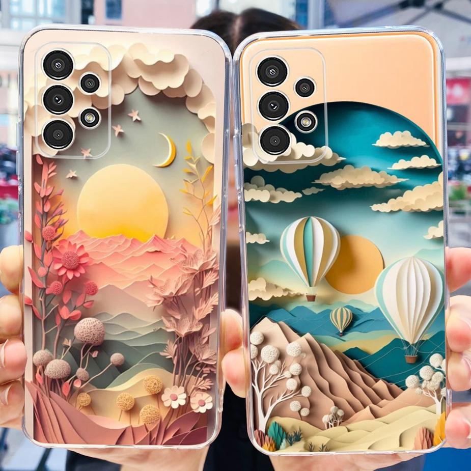 For Samsung Galaxy A13 Case A23 A33 A53 5G Cute Painted Cover Clear Silicone Soft TPU Phone Case For Samsung A53 A 13 23 33 Bags