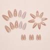 24pcs Manicure Long Almond False Nails Gilded Flower Pearl French Fake Nials Detachable Star Bow Press on Nails Women