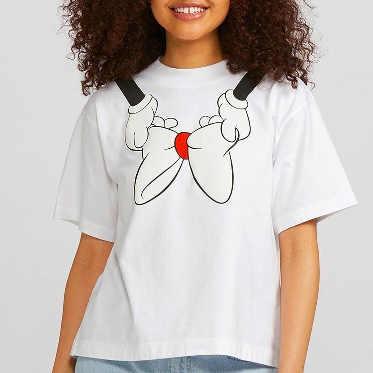 Uniqlo Ambush Disney Collaboration Bow Tie Print Short Sleeve T-Shirt Women tops White 424783-00