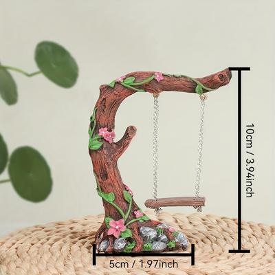 1pc Fairy Garden Decor - Vintage Resin Tree Stump with Pink Flowers,Magic Ornament for Patio Succulents &Indoor Desktop Displays