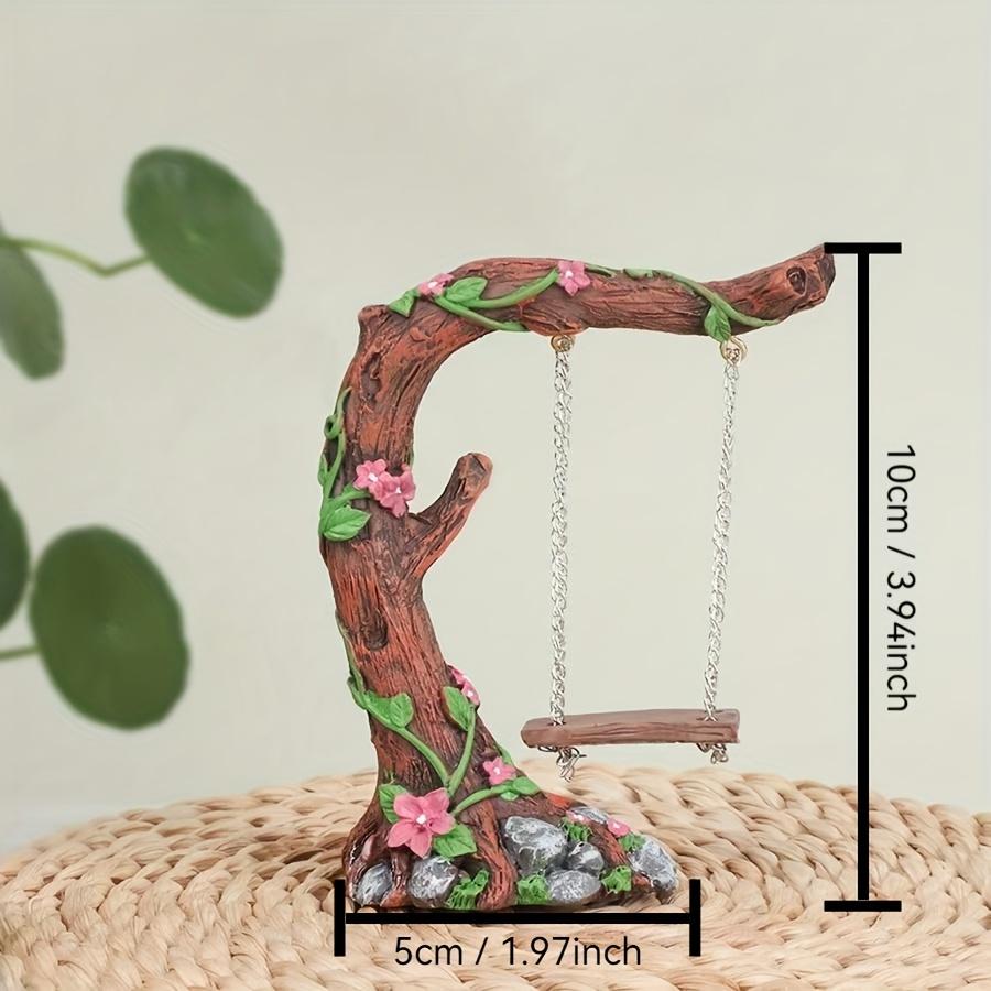 1pc Fairy Garden Decor - Vintage Resin Tree Stump with Pink Flowers,Magic Ornament for Patio Succulents &Indoor Desktop Displays