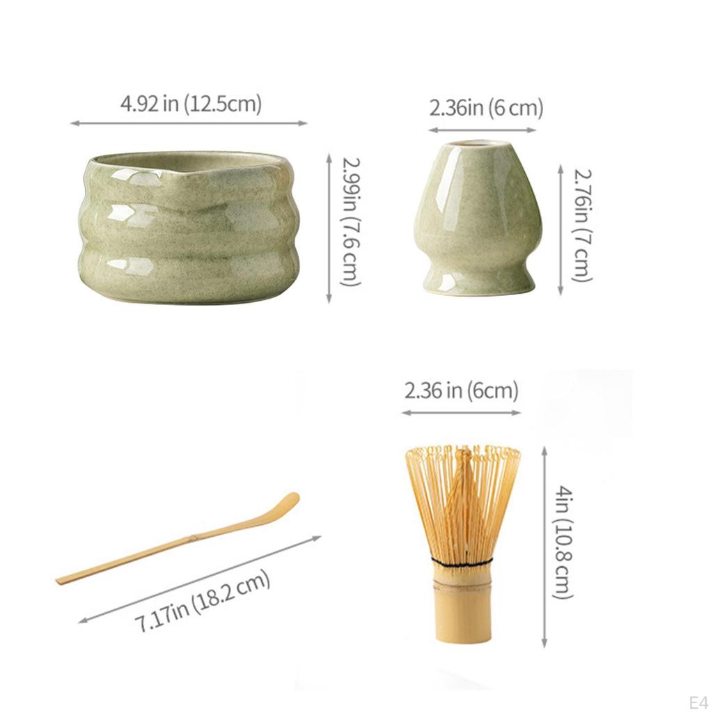 4 Piece Matcha Kit for Tea Preparation, Includes Bowl And Whisk Holder