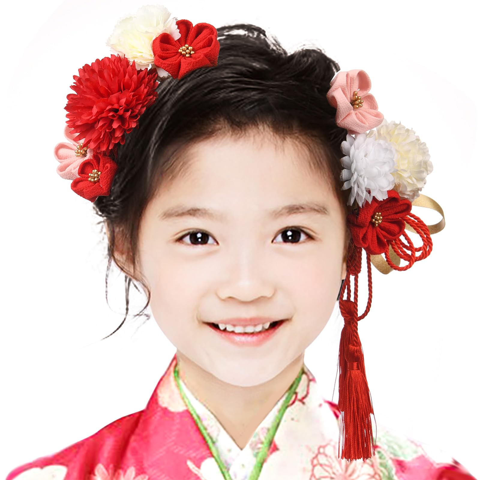

Hair Ornaments for Graduation and Flower Hair Hair Artificial Flower Hair Luxury 3 Colors [OTAKUMARKET] Shichi-Go-San, Children s Hakama, Ceremonies,
