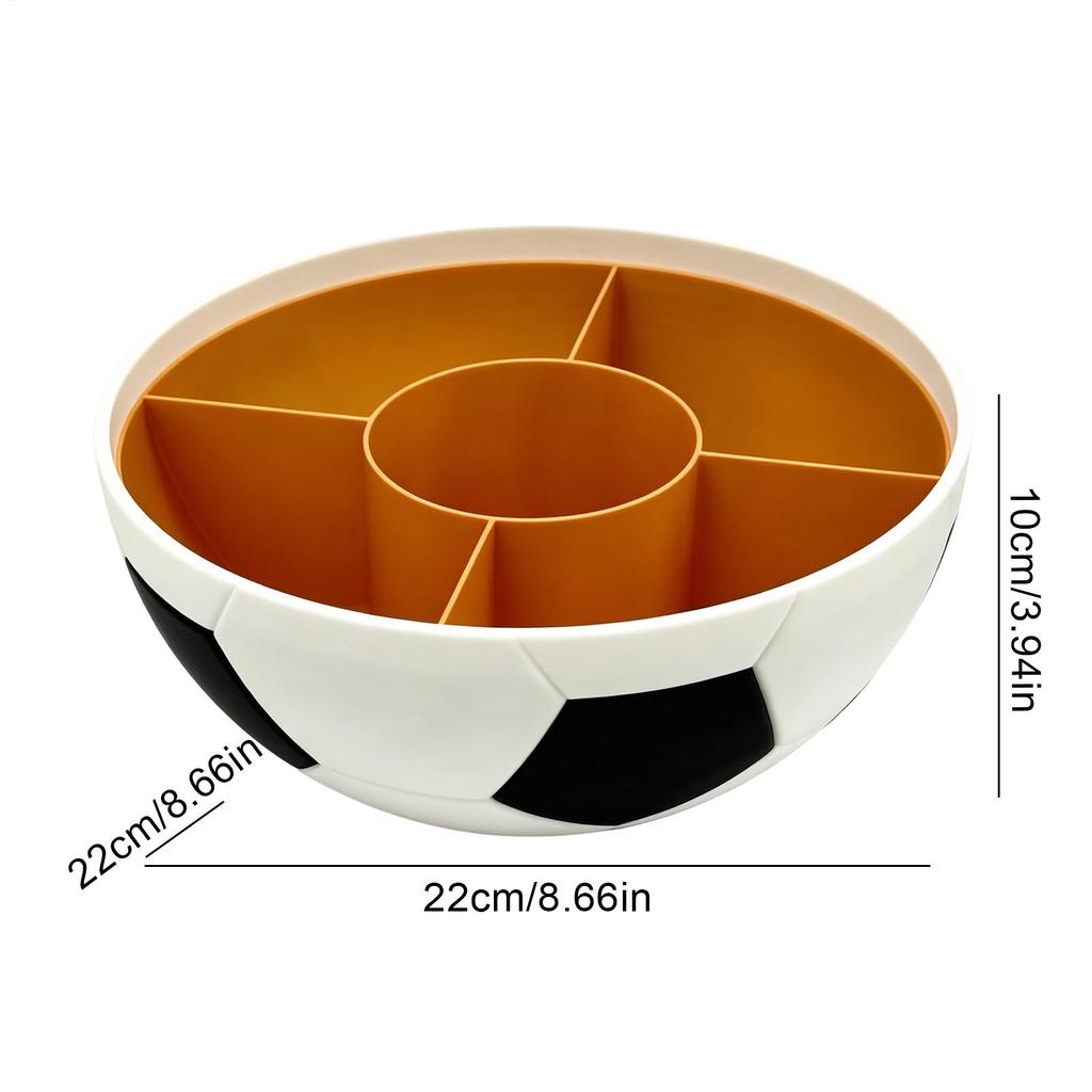 Serving Bowls Soccer Pattern Snack Serving Tray with Divider Candy Bowl for Watching Football Match Kitchen Picnic Party Buffet