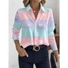 Women's Long-sleeved Shirt Fresh Macaron Stripe Love Print