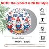 2D Flat, 1pc 4th of July Wreath Gnome Welcome Door Decor, Patriotic Bow Round Aluminum Decorative, American Star Flag, Weatherproof Metal Wall Decor