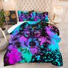 Colorful Wolf Head Quilt Fat Quilt Digital Printing Bedding Three-piece Quilt Cover