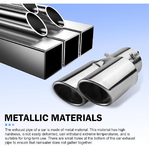 2.5" Inlet Dual Exhaust Tip, Straight Exhaust Pipe with Screw, Stainless Steel Muffler Exhaust, Tail Pipe Muffler Tip, Auto Fashion Modificed Parts,
