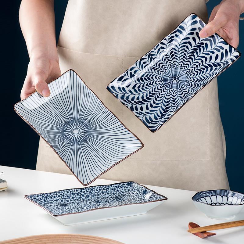 Porcelain Bowl & Plate Set - Blue & White Gift Set for Home, Creative Company Opening, Souvenir