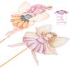 24PCS Fairy Cupcake Toppers Fairies Party Cake Picks Garden Birn Birthday Party Decorations for Elves Theme Baby Shower Supplies