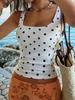 Haut Bustier sans Manches à Pois French Casual Slim Fit pour Femme Printemps Été