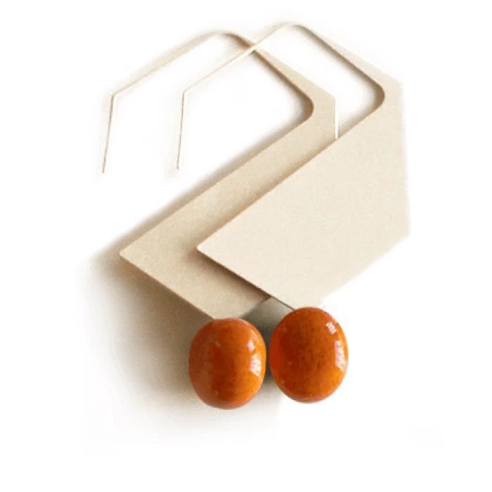 Boucles d'oreille Hexagone Orange