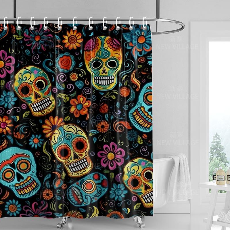 Home shower curtains bathroom Decora waterproof fabric non-slip bathmat water absorption curtain Modern nordic geometric boho
