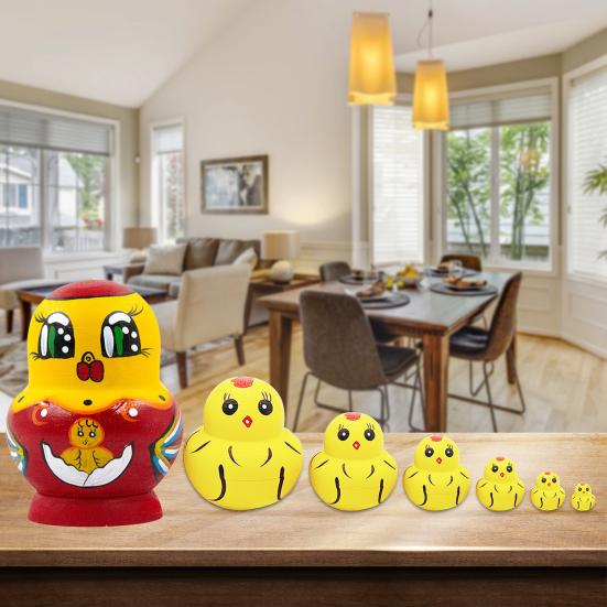1 Set Lovely Nesting Dolls Animal Design Ten Layers Cartoon Chick