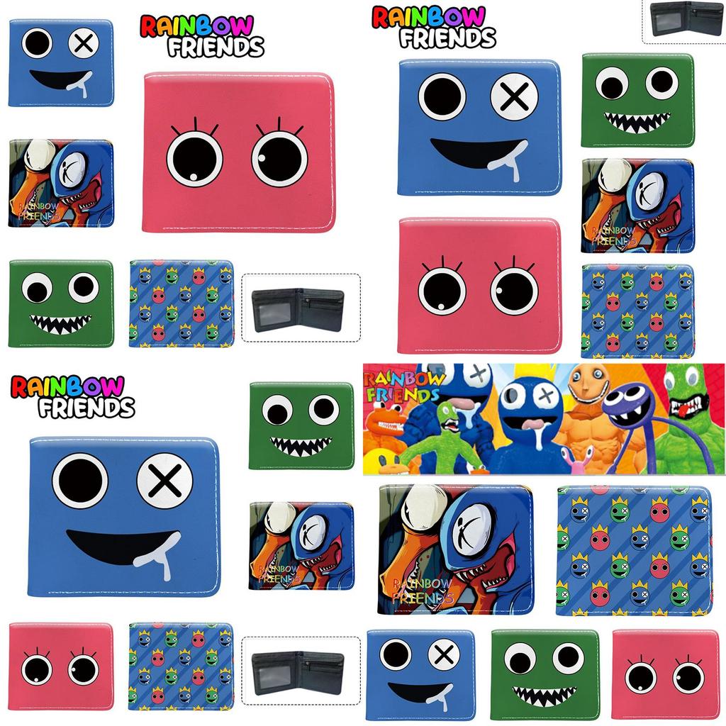 Cute Roblox Rainbow Friends Cartoon Print Bifold Wallet With Zipper Coin Bag