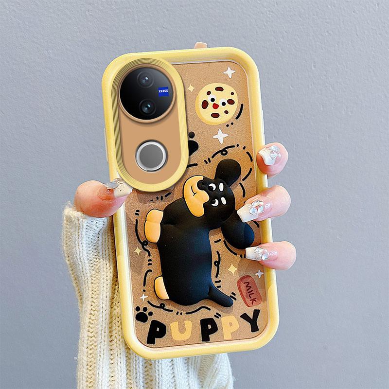 KEYSION Shockproof Case for VIVO V50 5G with Lanyard Soft Silicone Cute 3D Cartoon Doll Phone Back Cover for VIVO V50