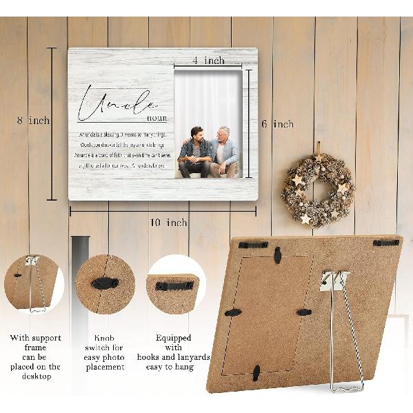 SRADMO Uncle Definition Picture Frame - Best Uncle Gifts 10x8 inch Tabletop Photo Frame for Father's Day, Birthday, Thank You Gifts