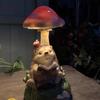Resin Solar Mushroom Lamp Cute Animal Statue Light Desktop Decoration Rabbit Lawn Lamp  Flowerpot