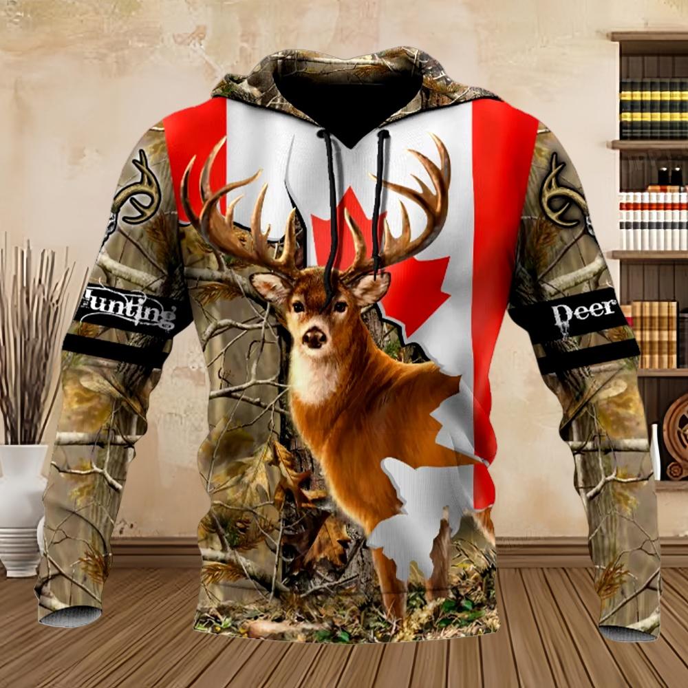 2024 Men's Fashion Hunting Loose Hoodie Large 3D Prin Animal Deer Super Large Harajuku Hoodie Fashion Enthusiast Sweatshirt Man