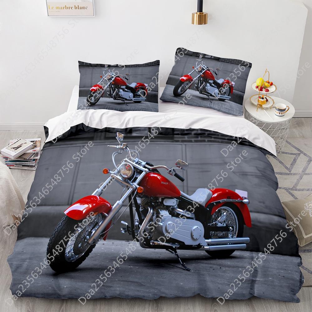 Comforter New Motorcycle Bedding Set Single Twin Full Queen King Size Motorcycle Bed Set Aldult Kid Bedroom Duvet Sets 3D Anime 038