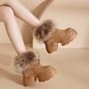 Raccoon hair thick-soled snow boots women's fleece thickened winter new non-slip warm short boots